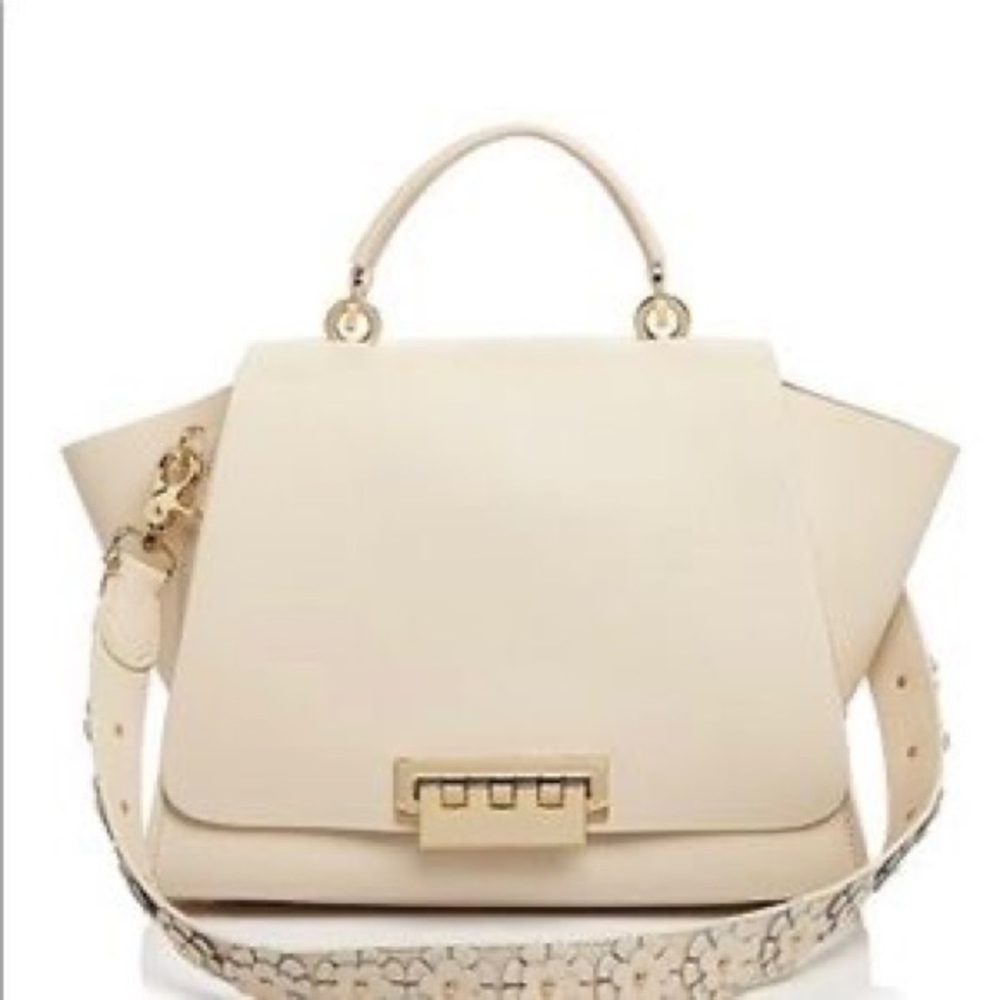 Zac zac Posen Eartha Soft Top Handle Satchel with crossbody strap. Cream color